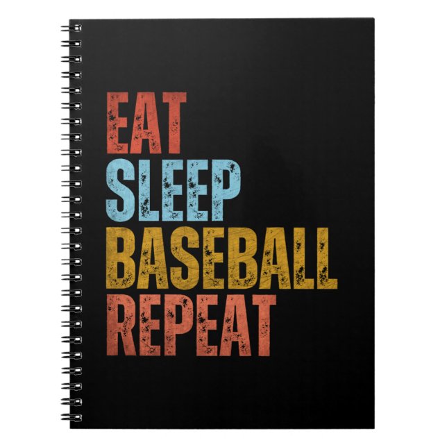 EAT SLEEP BASEBALL REPEAT ANTECKNINGSBOK (Framsidan)