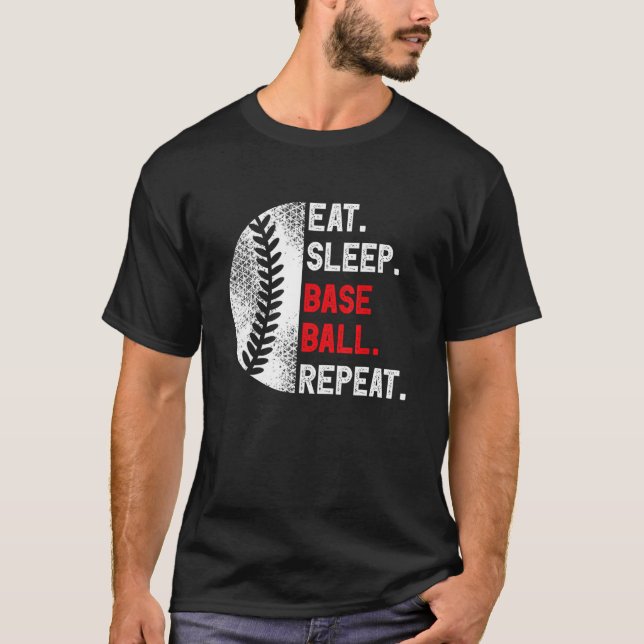 Eat Sleep Baseball Repeat Baseball Player  Basebal T Shirt (Framsida)
