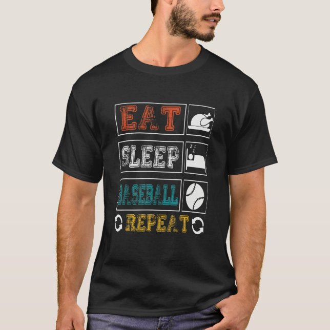 Eat Sleep Baseball Repeat Baseball Player  Basebal T Shirt (Framsida)