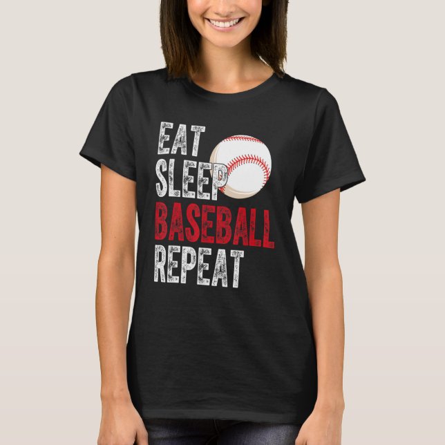 Eat Sleep Baseball Repeat Baseball Player  Basebal T Shirt (Framsida)