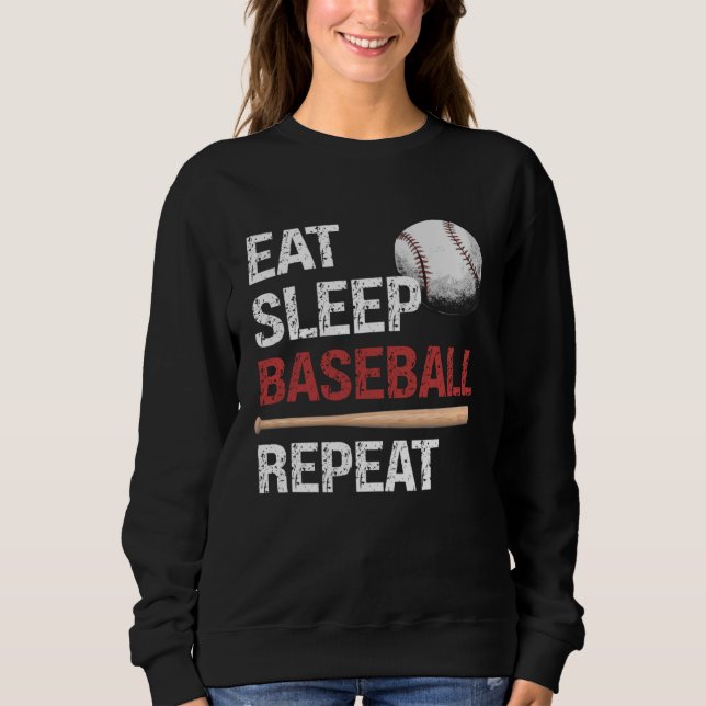 Eat Sleep Baseball Repeat Baseball Player  Basebal T Shirt (Framsida)