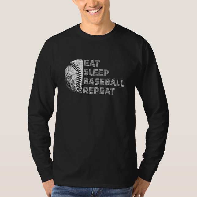 Eat Sleep Baseball Repeat Baseball Player  Basebal T Shirt (Framsida)