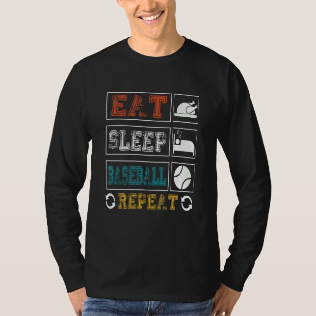 Eat Sleep Baseball Repeat Baseball Player  Basebal T Shirt (Framsida)