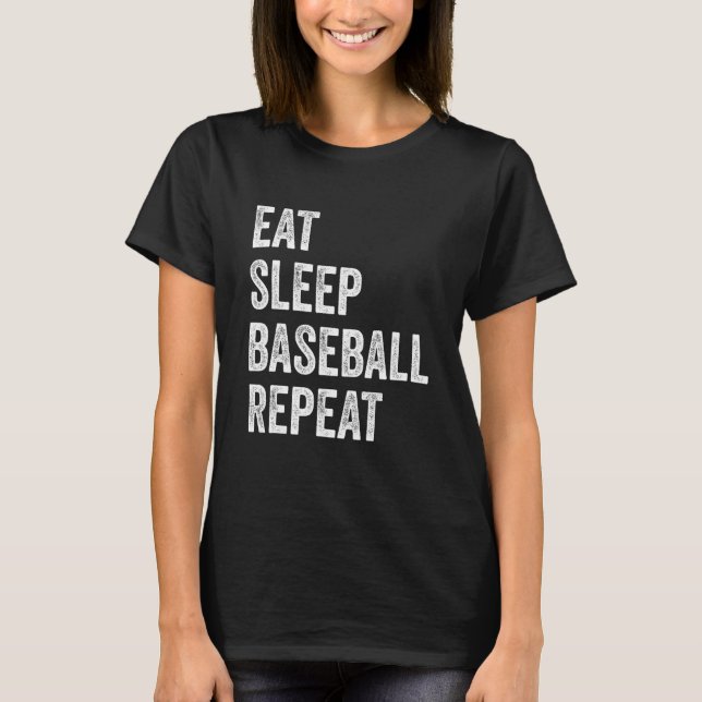Eat Sleep Baseball Repeat Baseball Player  Basebal T Shirt (Framsida)
