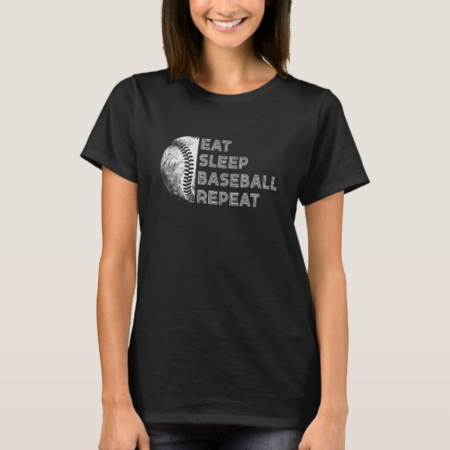 Eat Sleep Baseball Repeat Baseball Player  Basebal T Shirt (Framsida)