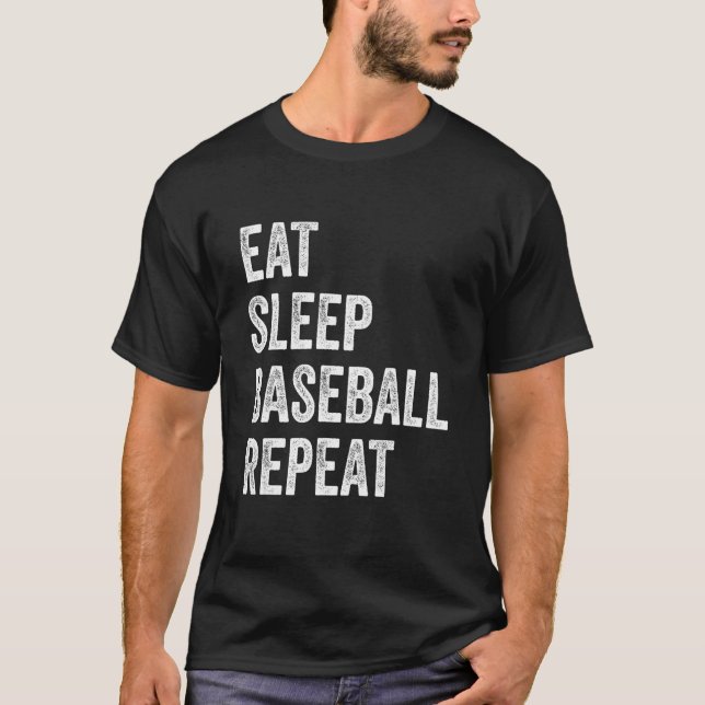 Eat Sleep Baseball Repeat Baseball Player  Basebal T Shirt (Framsida)
