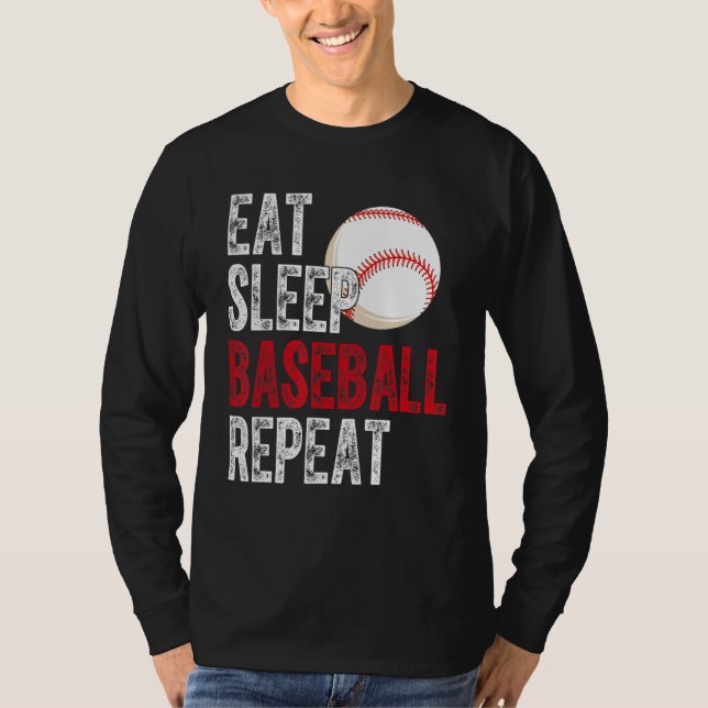 Eat Sleep Baseball Repeat Baseball Player  Basebal T Shirt (Framsida)