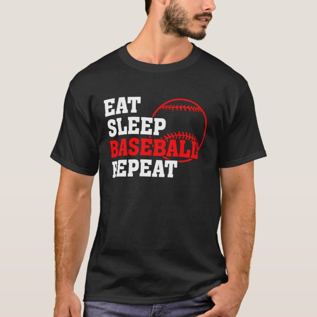 Eat Sleep Baseball Repeat Baseball Player  Basebal T Shirt (Framsida)