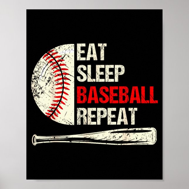 Eat Sleep Baseball Repeat Funny Baseball Player  Poster (Framsidan)