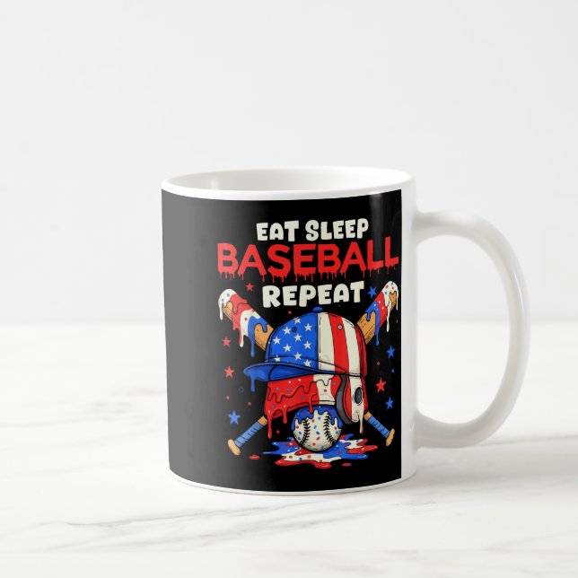 Eat Sleep Baseball Repeat Funny Ice Cream Drip Cro Kaffemugg (Höger)