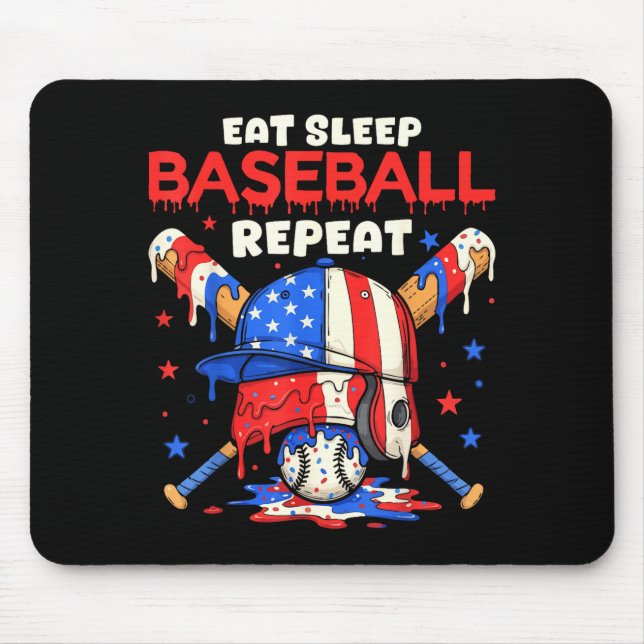 Eat Sleep Baseball Repeat Funny Ice Cream Drip Cro Musmatta (Framsidan)