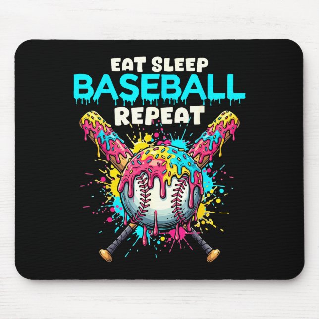 Eat Sleep Baseball Repeat Funny Ice Cream Drip Cro Musmatta (Framsidan)