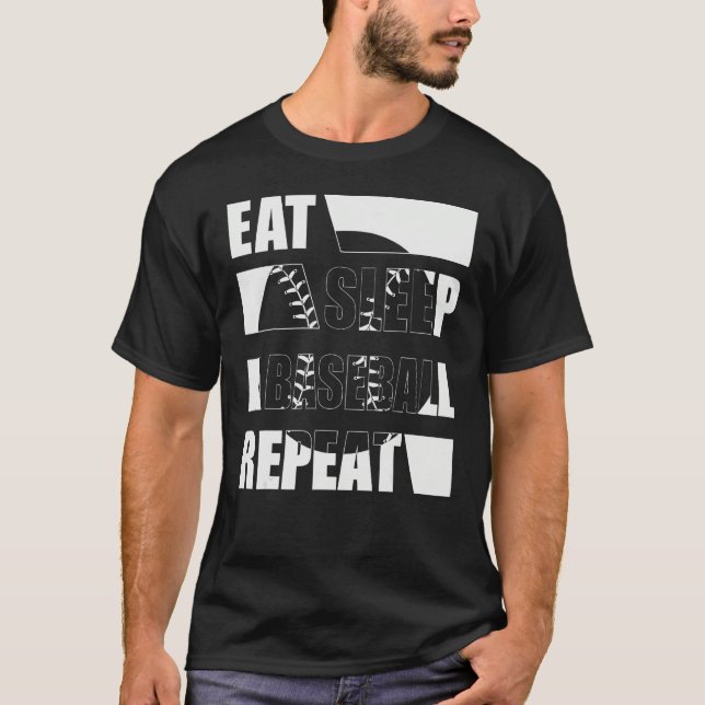 Eat Sleep Baseball Repeat gift for softball player T Shirt (Framsida)