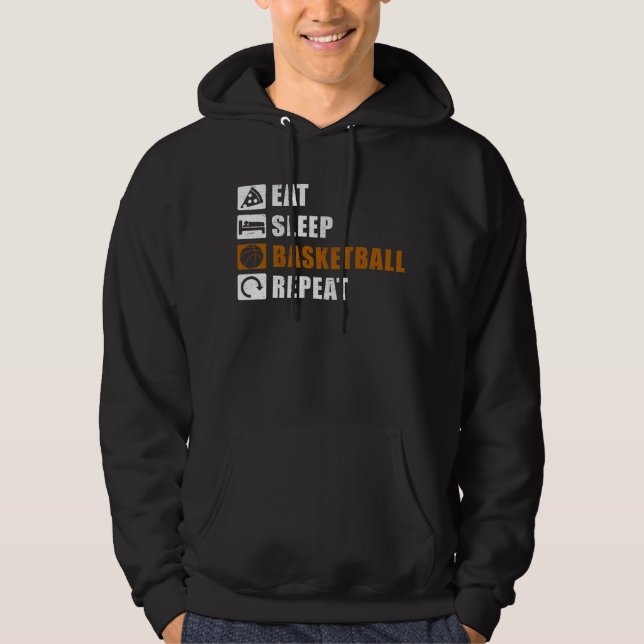 Eat Sleep Basketball Player Gift Idea Hoodie (Framsida)