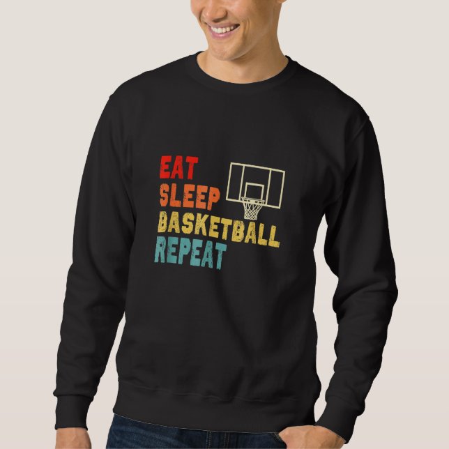 Eat Sleep Basketball Repeat Apparel For Girls, Boy Lång Ärmad Tröja (Framsida)