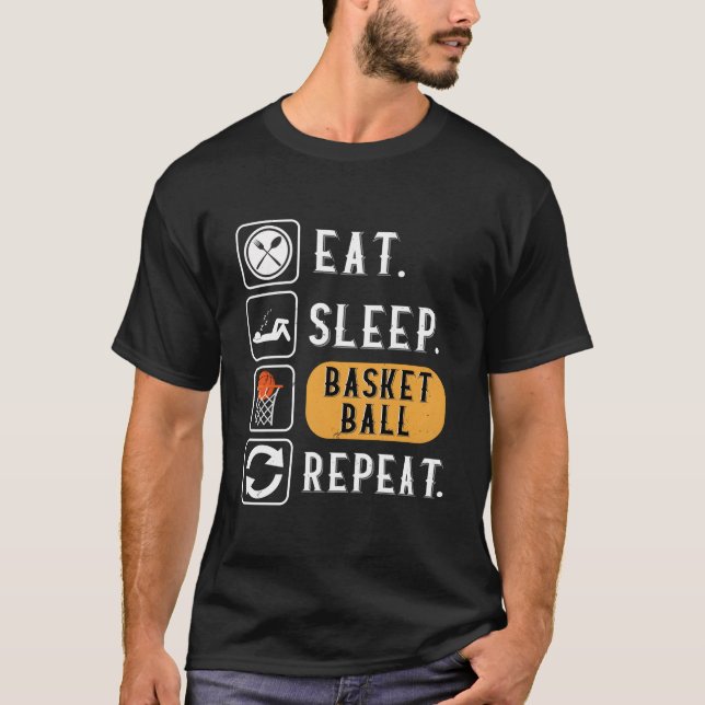 Eat Sleep Basketball Repeat Basketball T Shirt (Framsida)
