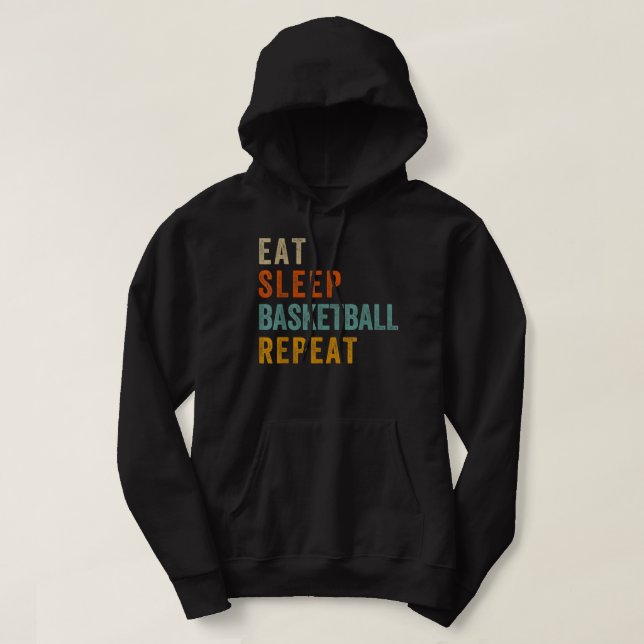 Eat Sleep Basketball Repeat Funny Sport Player Fan Hoodie (Design framsida)