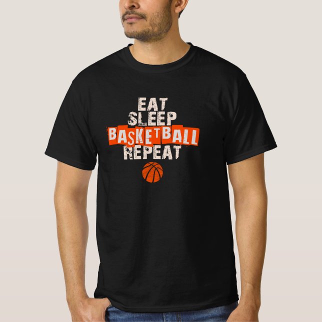 Eat, Sleep, Basketball, Repeat  T Shirt (Framsida)