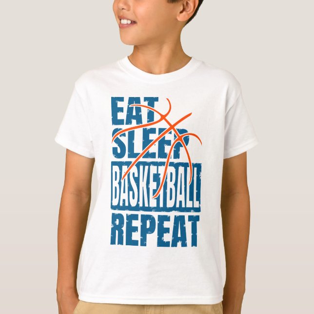 EAT SLEEP BASKETBALL REPEAT T SHIRT (Framsida)