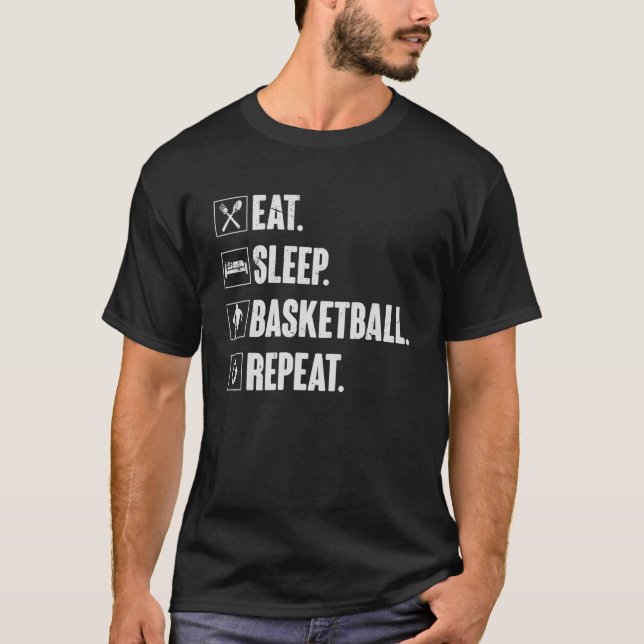 Eat Sleep Basketball Repeat  Vintage basketball T Shirt (Framsida)