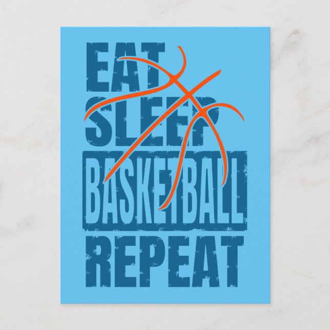 EAT SLEEP BASKETBALL REPEAT VYKORT (Framsida)