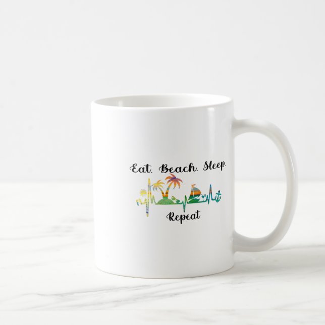 Eat Sleep Beach Repeat Summer Tropical Vacation Be Kaffemugg (Höger)