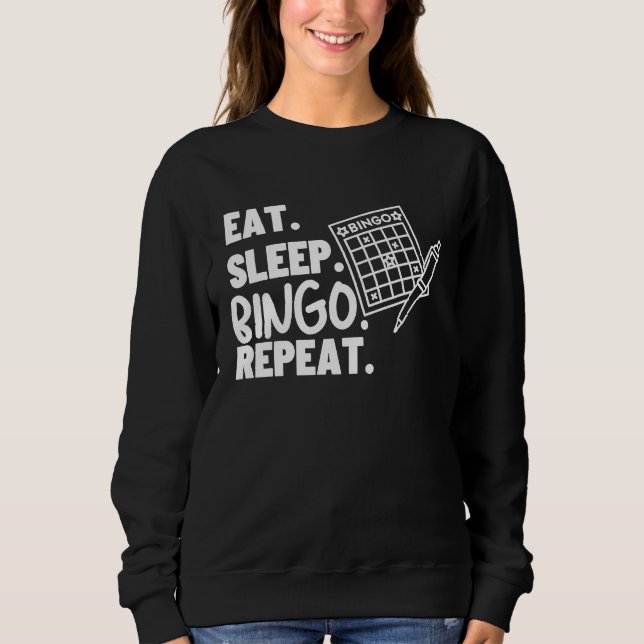Eat Sleep Bingo Repeat Casino Bingo T Shirt (Framsida)