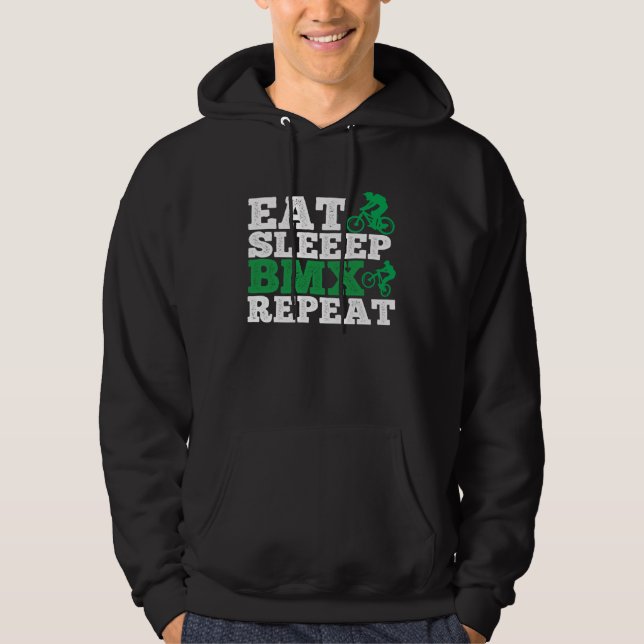 Eat Sleep Bmx Repeat  Bmx Rider Hoodie (Framsida)
