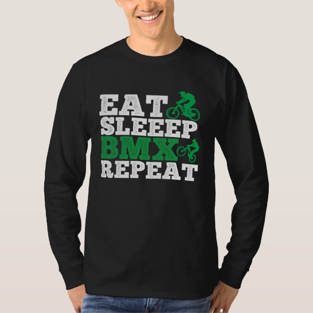 Eat Sleep Bmx Repeat  Bmx Rider T Shirt (Framsida)