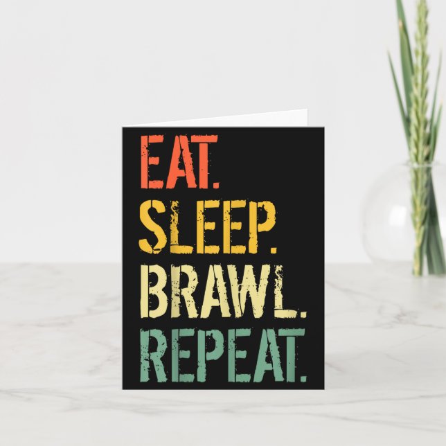 Eat Sleep Brawl Repeat Stars Funny Video Gamer Gam Kort (Framsida)