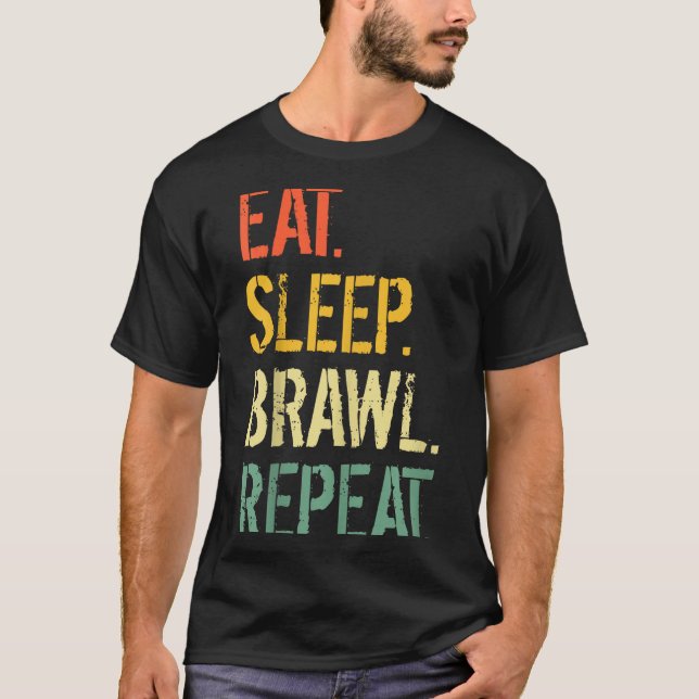 Eat Sleep Brawl Repeat Stars Funny Video Gamer Gam T Shirt (Framsida)