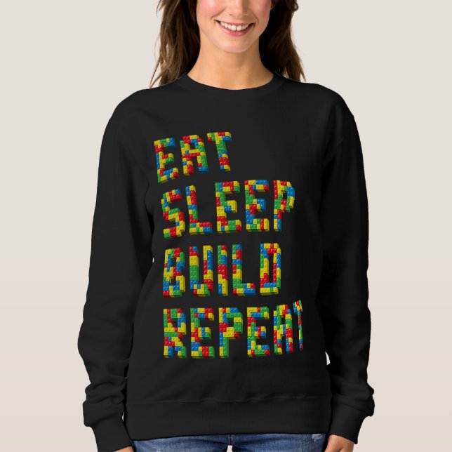 Eat Sleep Build Repeat Blocks Building T Shirt (Framsida)