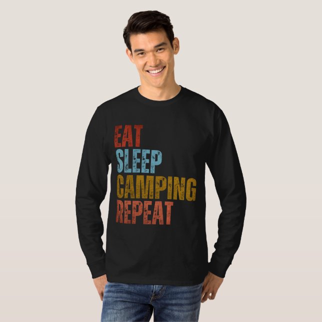 EAT SLEEP CAMPING REPEAT T-Shirt (Hel framsida)