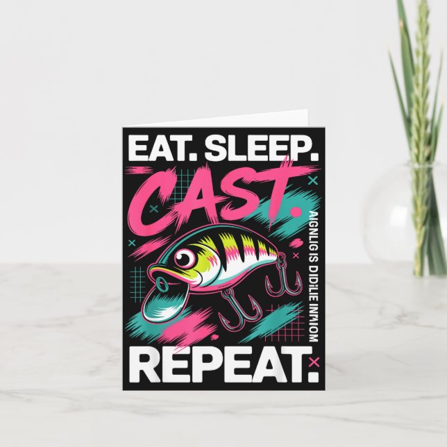 Eat Sleep Cast Repeat Fishing Lover Men Dad Christ Kort (Framsida)