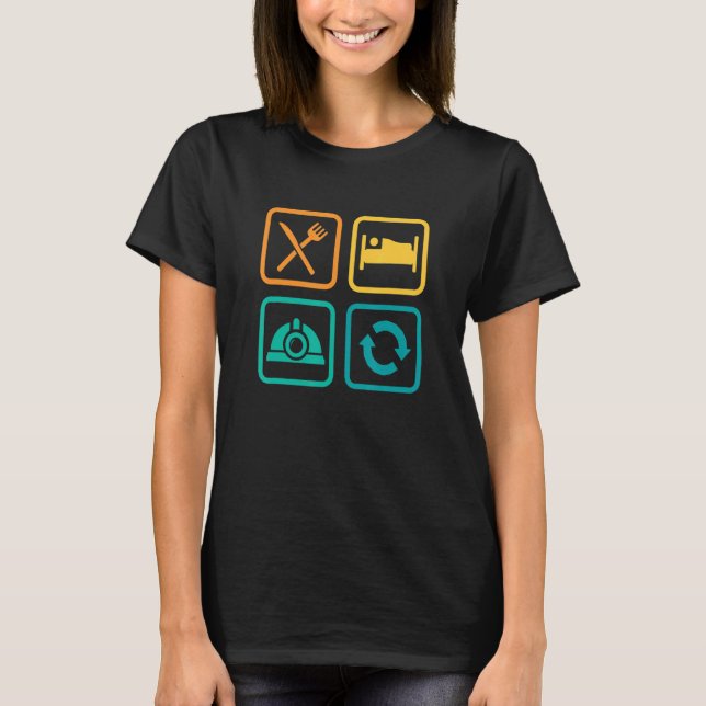 Eat Sleep Cave Repeat Caver Speleology Spelunking  T Shirt (Framsida)