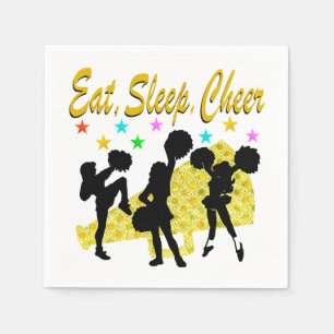 EAT, SLEEP, CHEER GULD CHEERLEADING DESIGN PAPPERSSERVETT