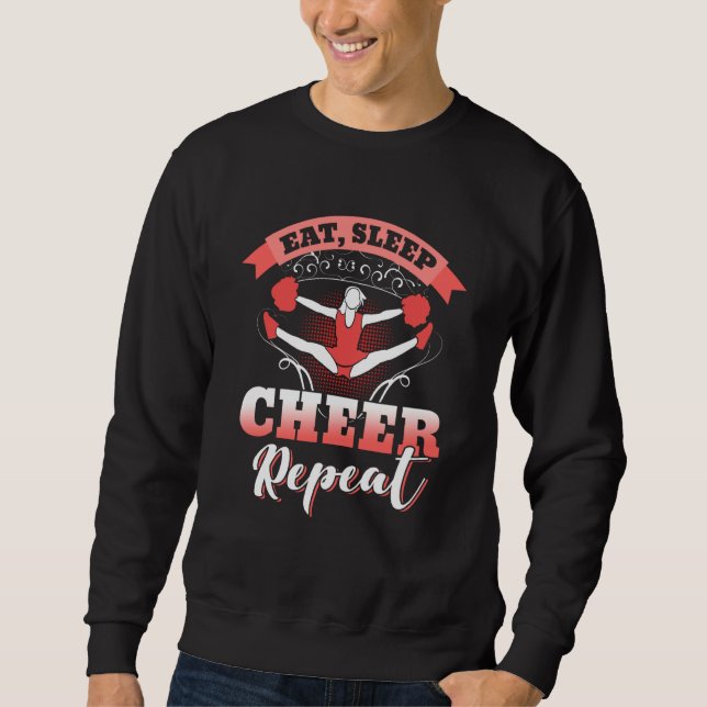 eat sleep cheer repeat Amazing Cheerleading Lång Ärmad Tröja (Framsida)