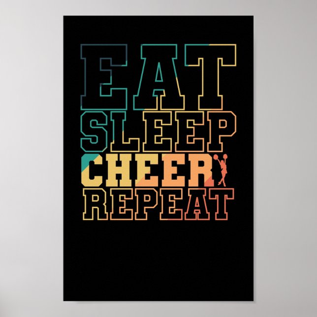 Eat Sleep Cheer Repeat Cheerleader Sport turnen Poster (Framsidan)