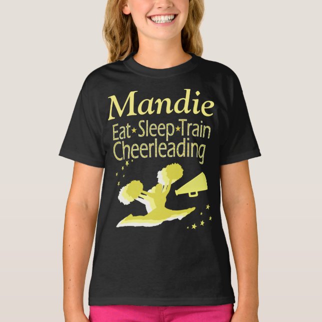 EAT SLEEP CHEERING PERSONLIG APPAREL T-SHIRT (Framsida)