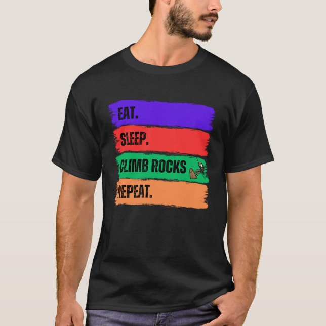 EAT SLEEP CLIMB STEN REPEAT T SHIRT (Framsida)