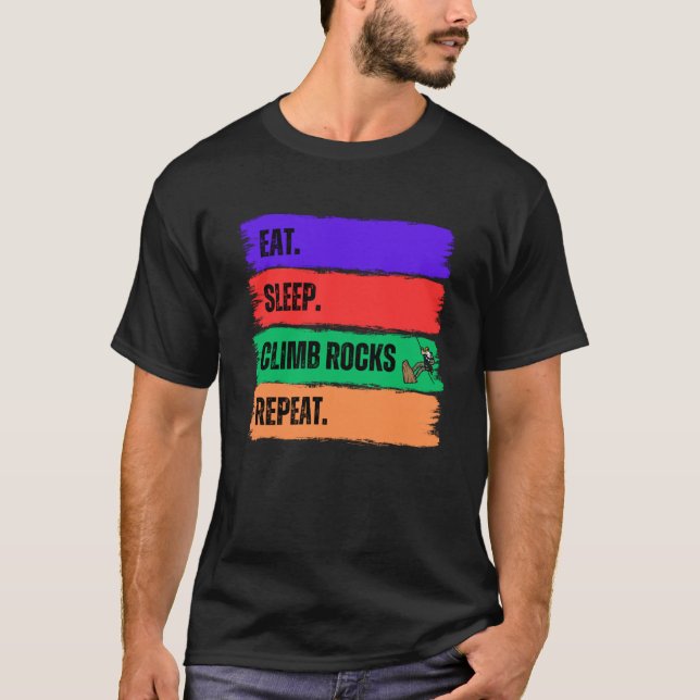 EAT SLEEP CLIMB STEN REPEAT T SHIRT (Framsida)