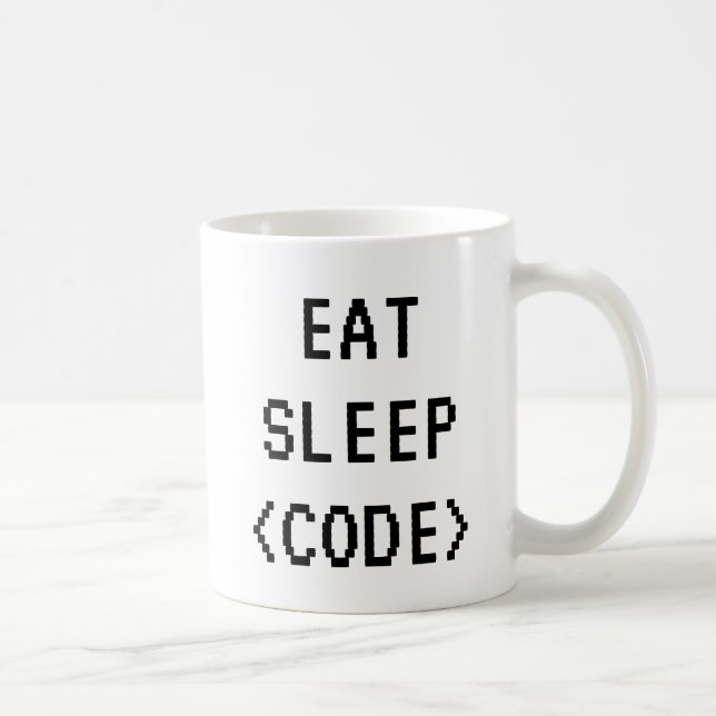 EAT SLEEP CODE Lusnycitat mugg för programmerare (Höger)