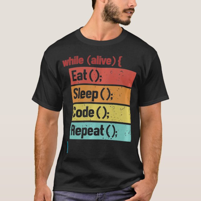 Eat Sleep Code Repeat Full Stack Coder Software De T Shirt (Framsida)