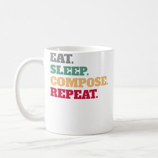 Eat Sleep Compose Repeat Gift Idea Composer Kaffemugg (Vänster)