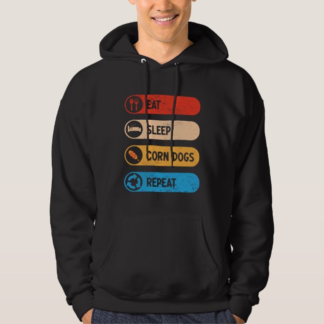 Eat Sleep Corn Dogs Repeat  Corndog Foodie Hoodie (Framsida)
