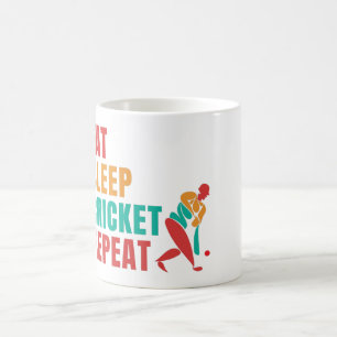 EAT SLEEP CRICKET REPEAT CRICKET ÄLSKARE KAFFEMUGG