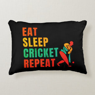 EAT SLEEP CRICKET REPEAT-CRICKET ÄLSKARE PRYDNADSKUDDE
