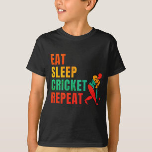 EAT SLEEP CRICKET REPEAT-CRICKET ÄLSKARE T SHIRT