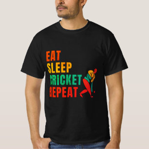 EAT SLEEP CRICKET REPEAT-CRICKET ÄLSKARE T SHIRT