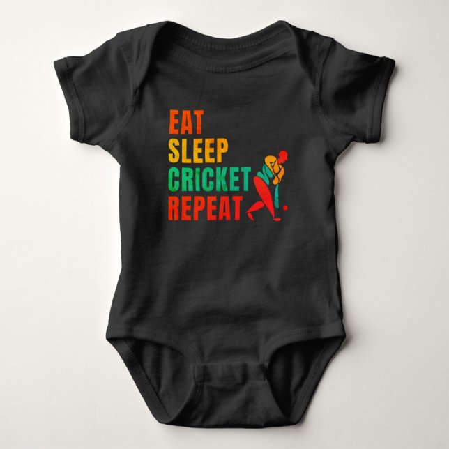 EAT SLEEP CRICKET REPEAT-CRICKET ÄLSKARE T SHIRT (Framsida)
